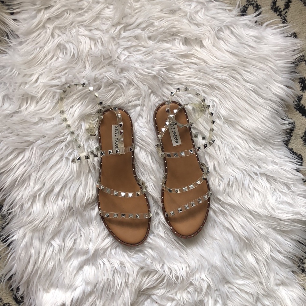 Steve Madden Silver Studded Strappy Flat Sandals